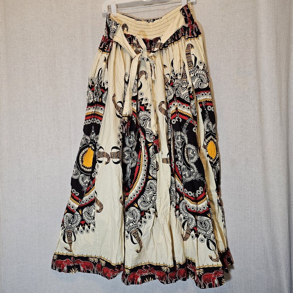 Advance Apparels Free Size Skirt African Elephant Stamped Mandala Full Length